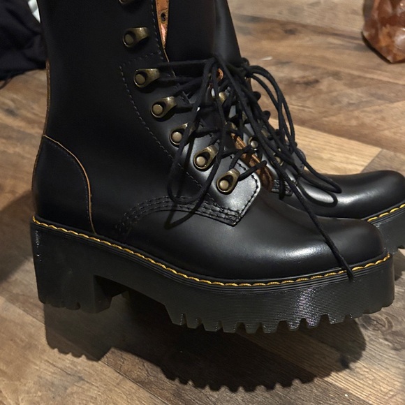 Dr. Martens Leona Black Combat Boots - Picture 11 of 13